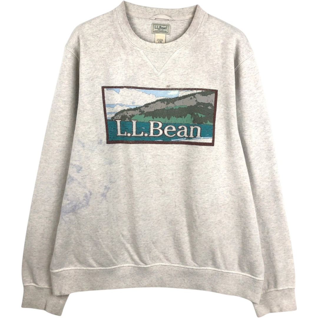2000'S LLBean One-Point Logo Sweatshirt, Men's Size L (approx.) cotton pale white type Vintage Second Hand