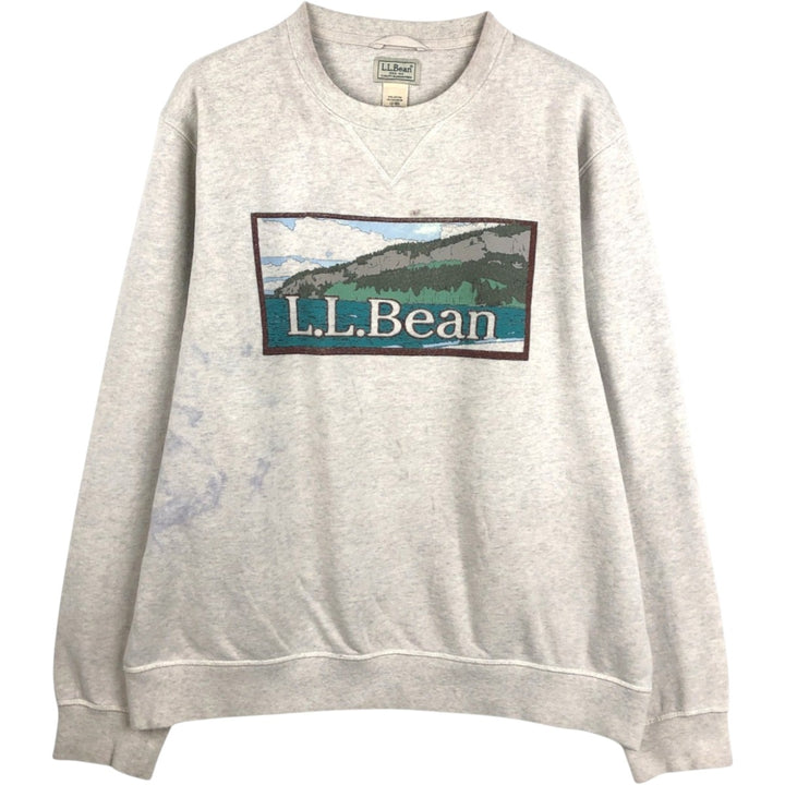 2000'S LLBean One-Point Logo Sweatshirt, Men's Size L (approx.) cotton pale white type Vintage Second Hand