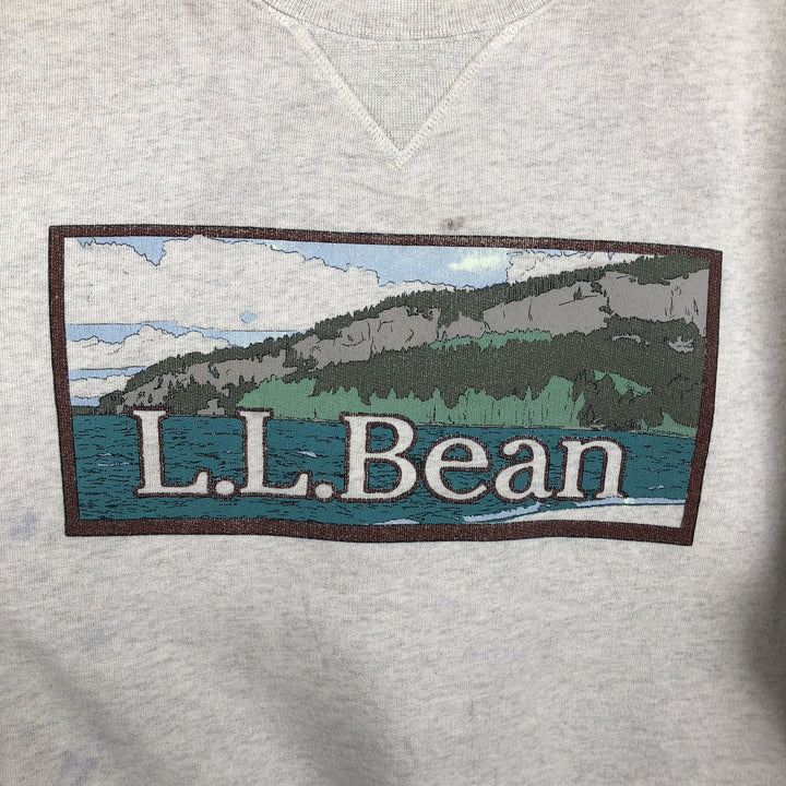2000'S LLBean One-Point Logo Sweatshirt, Men's Size L (approx.) cotton pale white type Vintage Second Hand