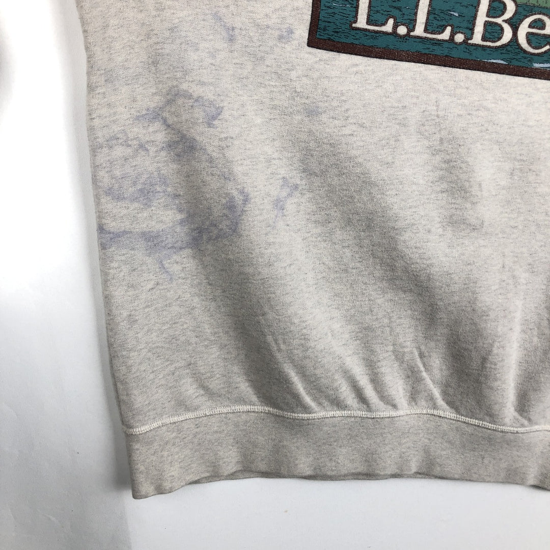 2000'S LLBean One-Point Logo Sweatshirt, Men's Size L (approx.) cotton pale white type Vintage Second Hand