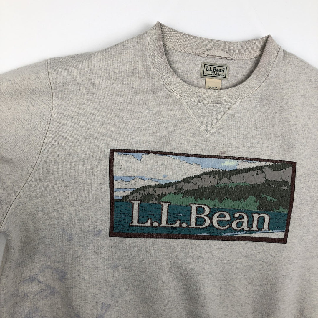 2000'S LLBean One-Point Logo Sweatshirt, Men's Size L (approx.) cotton pale white type Vintage Second Hand