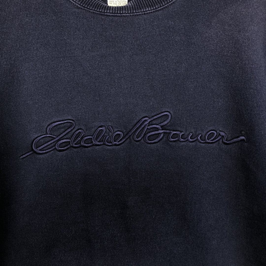 1990'S Eddie Bauer Logo Sweatshirt, Men's Size M (approx.), Vintage cotton Navy blue Vintage Second Hand