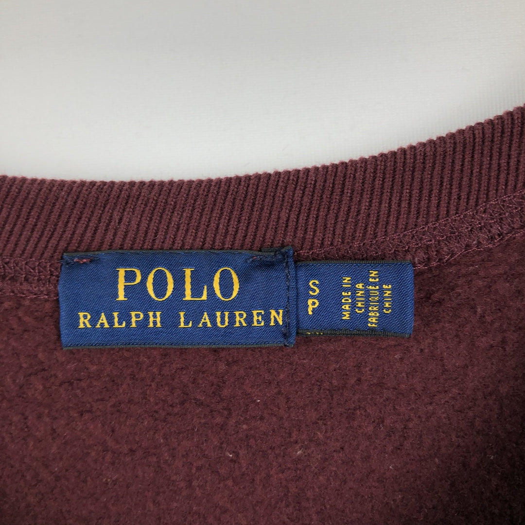 Ralph Lauren POLO by Ralph Lauren One Point Logo Sweatshirt Trainer Men's S Size cotton burgundy type Vintage Second Hand