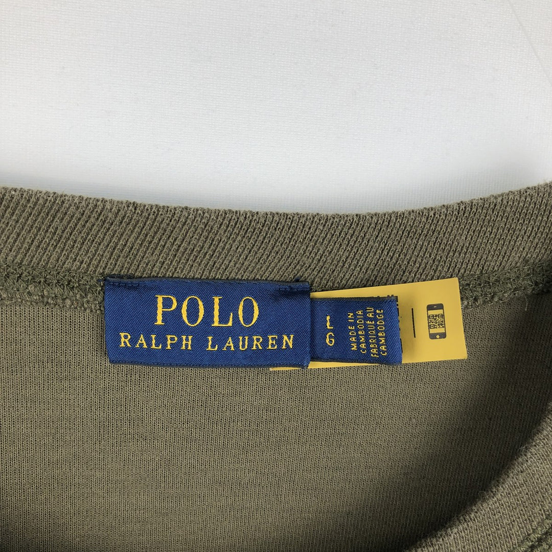 Ralph Lauren POLO RALPH LAUREN One-point logo sweatshirt, sweatshirt, men's size L polyester Khaki type Vintage Second Hand