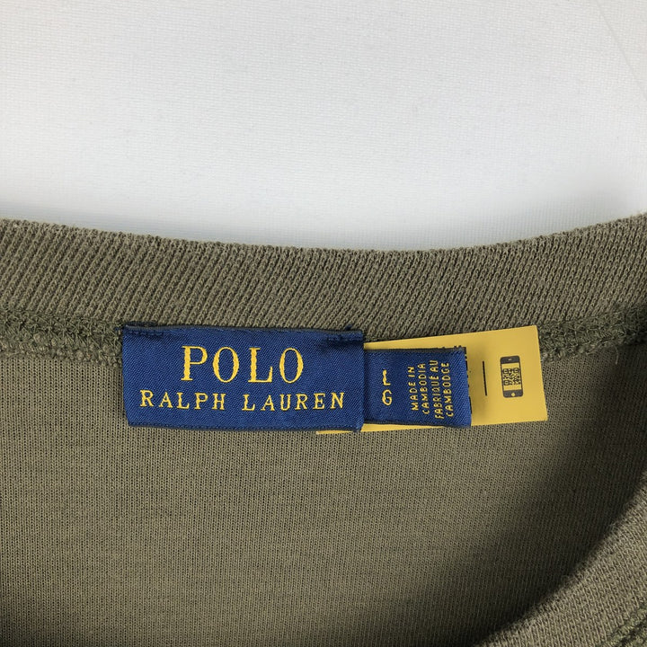 Ralph Lauren POLO RALPH LAUREN One-point logo sweatshirt, sweatshirt, men's size L polyester Khaki type Vintage Second Hand