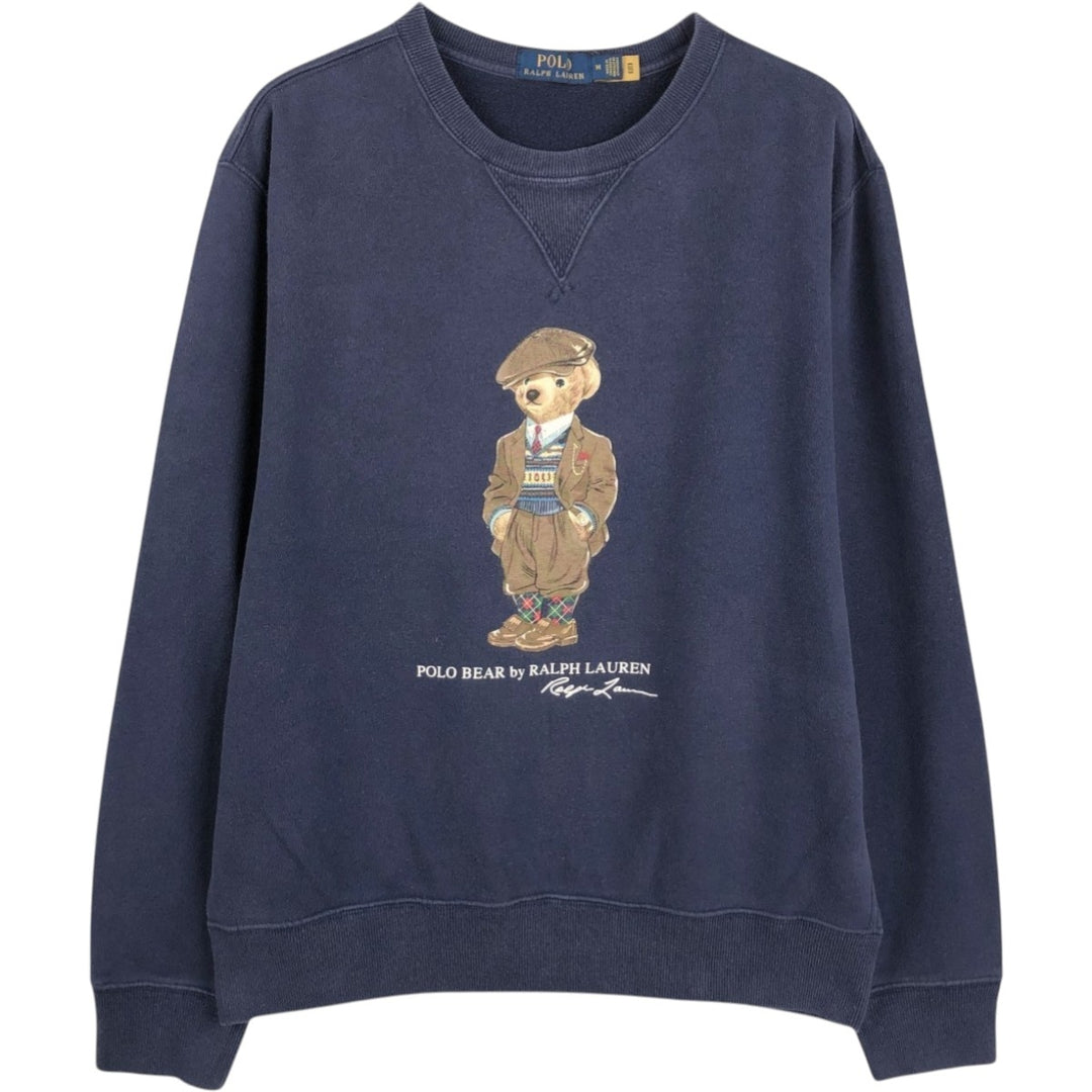 Ralph Lauren POLO RALPH LAUREN printed sweatshirt, men's size M (approx.) polyester navy blue type Vintage Second Hand