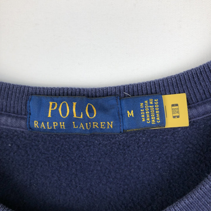 Ralph Lauren POLO RALPH LAUREN printed sweatshirt, men's size M (approx.) polyester navy blue type Vintage Second Hand