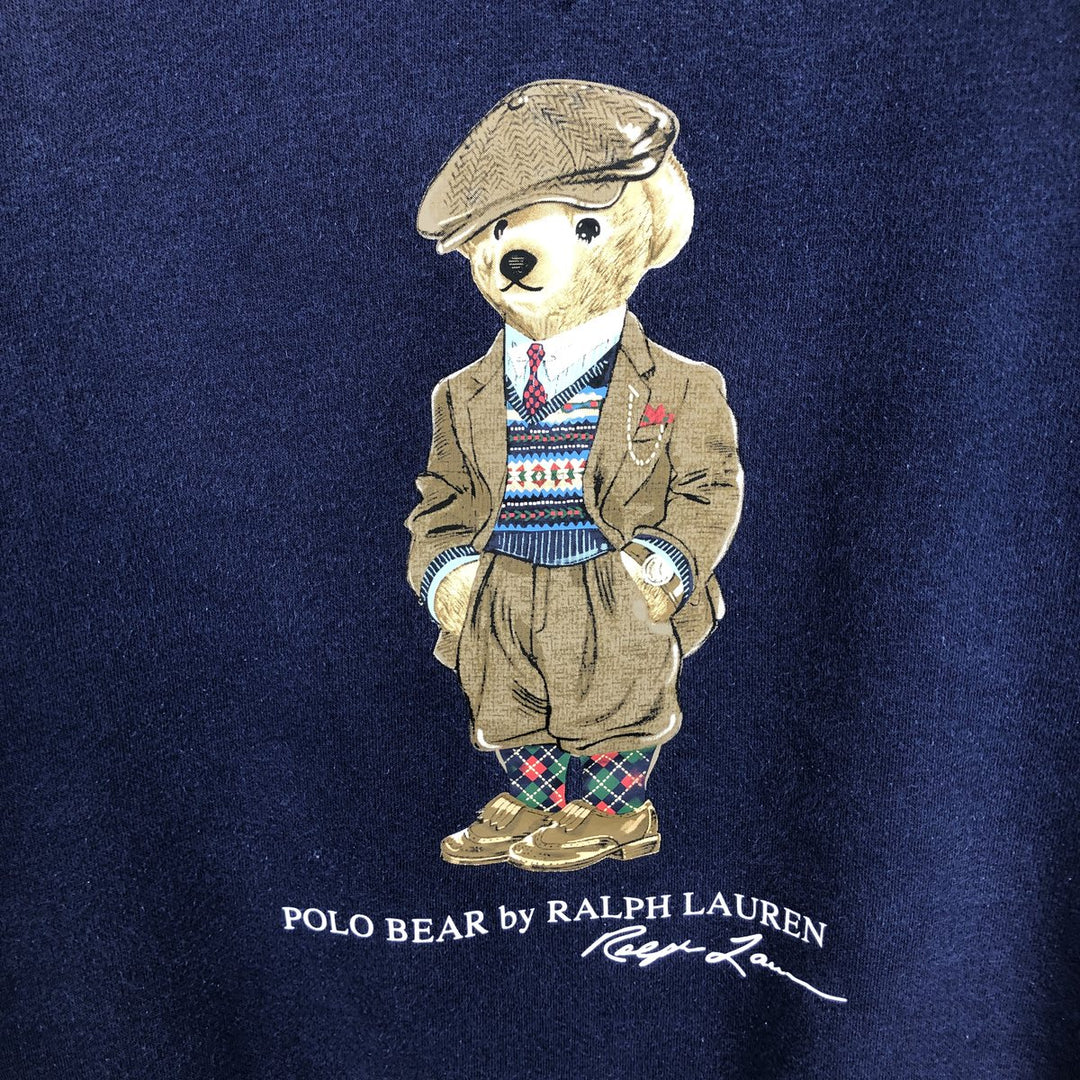 Ralph Lauren POLO RALPH LAUREN printed sweatshirt, men's size M (approx.) polyester navy blue type Vintage Second Hand