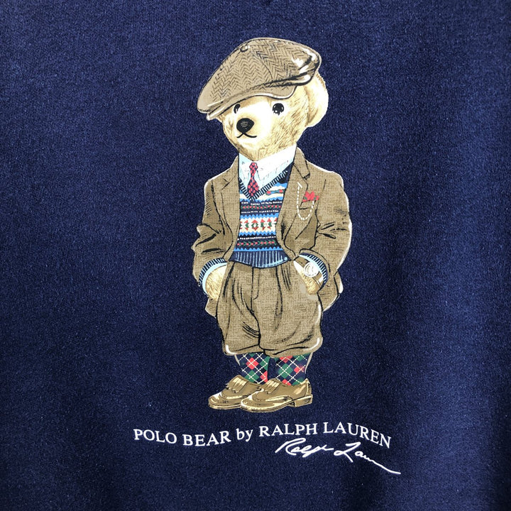 Ralph Lauren POLO RALPH LAUREN printed sweatshirt, men's size M (approx.) polyester navy blue type Vintage Second Hand
