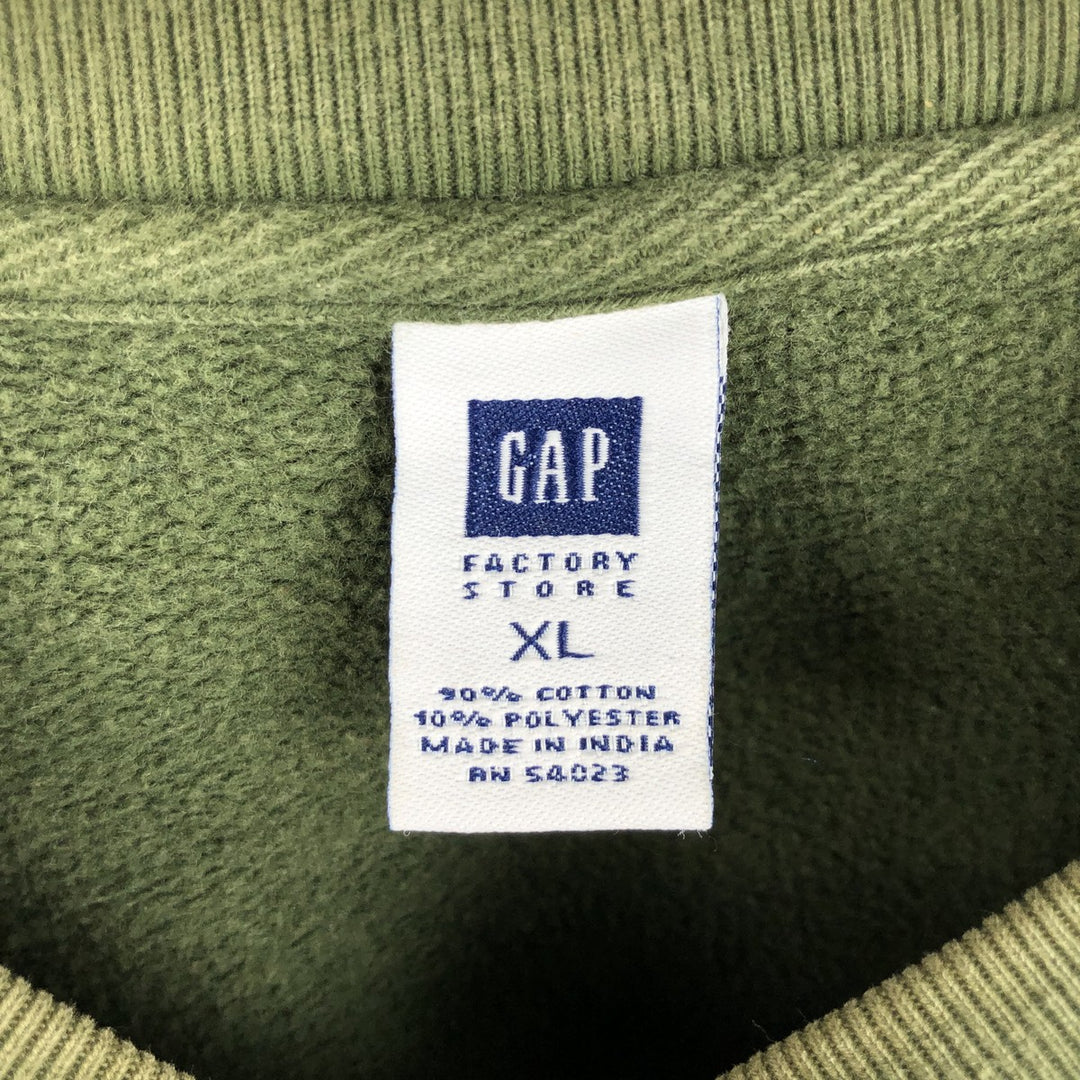GAP Half-Button Sweatshirt, Men's Size XL (approx.) cotton Khaki type Vintage Second Hand