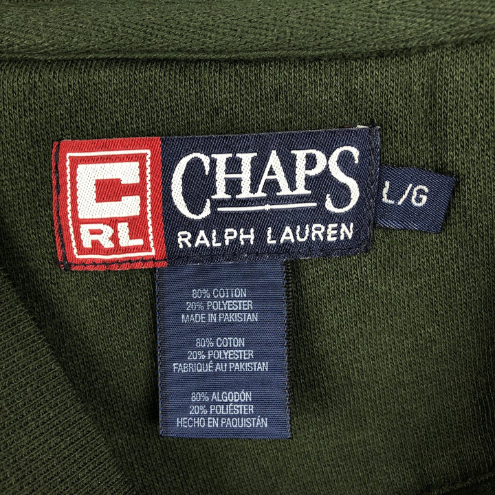 90'S Ralph Lauren CHAPS Plain Blank Sweatshirt, Men's Size L (approx.), Vintage cotton dark green Vintage Second Hand