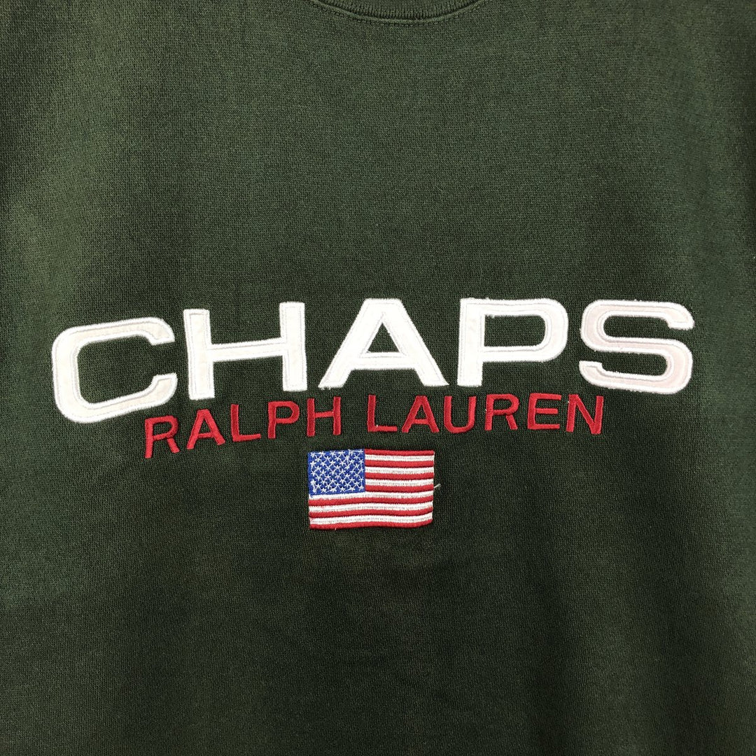 90'S Ralph Lauren CHAPS Plain Blank Sweatshirt, Men's Size L (approx.), Vintage cotton dark green Vintage Second Hand