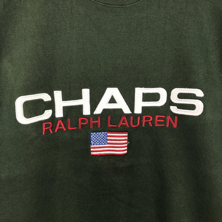 90'S Ralph Lauren CHAPS Plain Blank Sweatshirt, Men's Size L (approx.), Vintage cotton dark green Vintage Second Hand