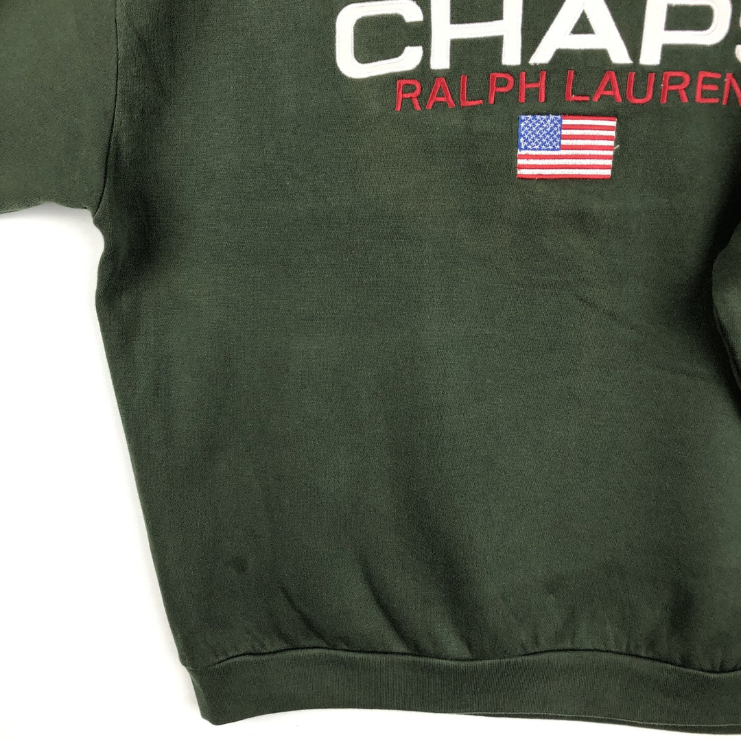 90'S Ralph Lauren CHAPS Plain Blank Sweatshirt, Men's Size L (approx.), Vintage cotton dark green Vintage Second Hand