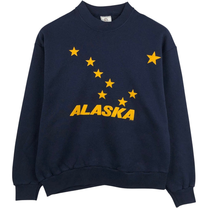 90'S BEAVER CREEK Print Sweatshirt, Made in USA, Men's Size L (Equivalent), Vintage cotton navy blue type Vintage Second Hand