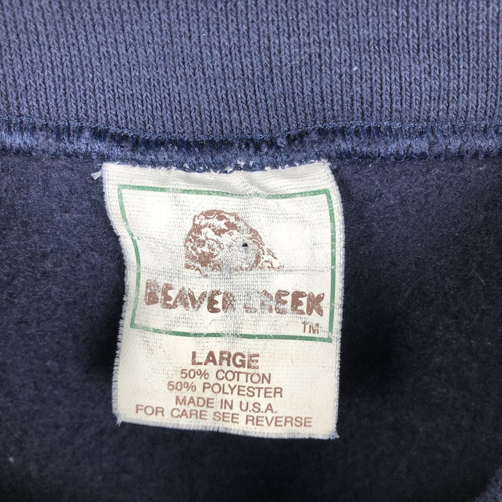 90'S BEAVER CREEK Print Sweatshirt, Made in USA, Men's Size L (Equivalent), Vintage cotton navy blue type Vintage Second Hand