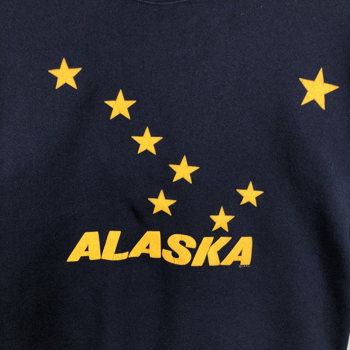 90'S BEAVER CREEK Print Sweatshirt, Made in USA, Men's Size L (Equivalent), Vintage cotton navy blue type Vintage Second Hand