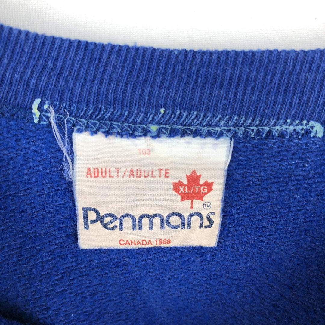 80'S Penmans Printed Sweatshirt, Made in Canada, Men's Size XL (approx.), Vintage polyester blue type Vintage Second Hand