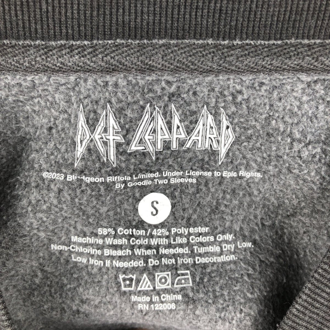 DEF LEPPARD band sweatshirt, men's size S (approx.) cotton Charcoal Vintage Second Hand