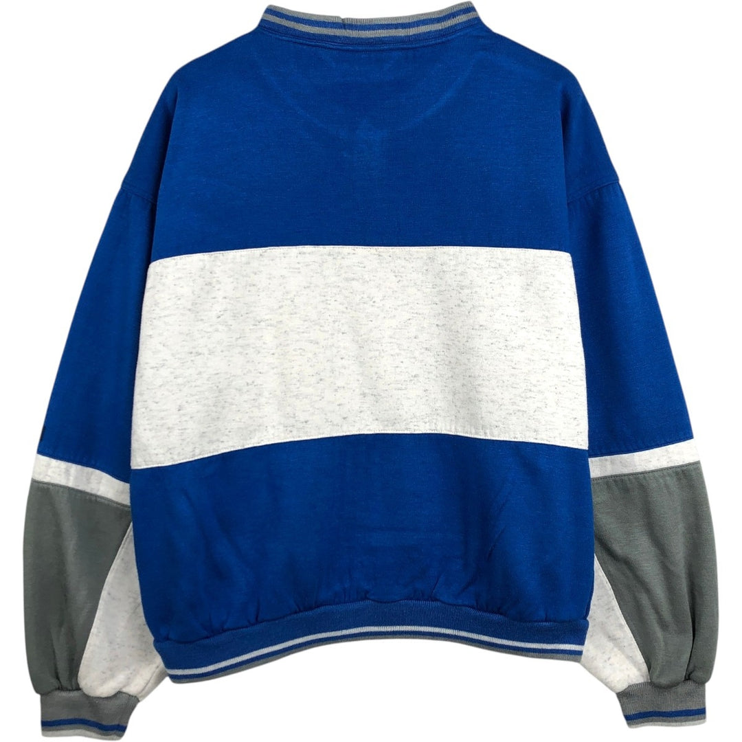 Pierre Cardin striped pattern henley neck sweatshirt, men's size XL. unclear blue type Vintage Second Hand