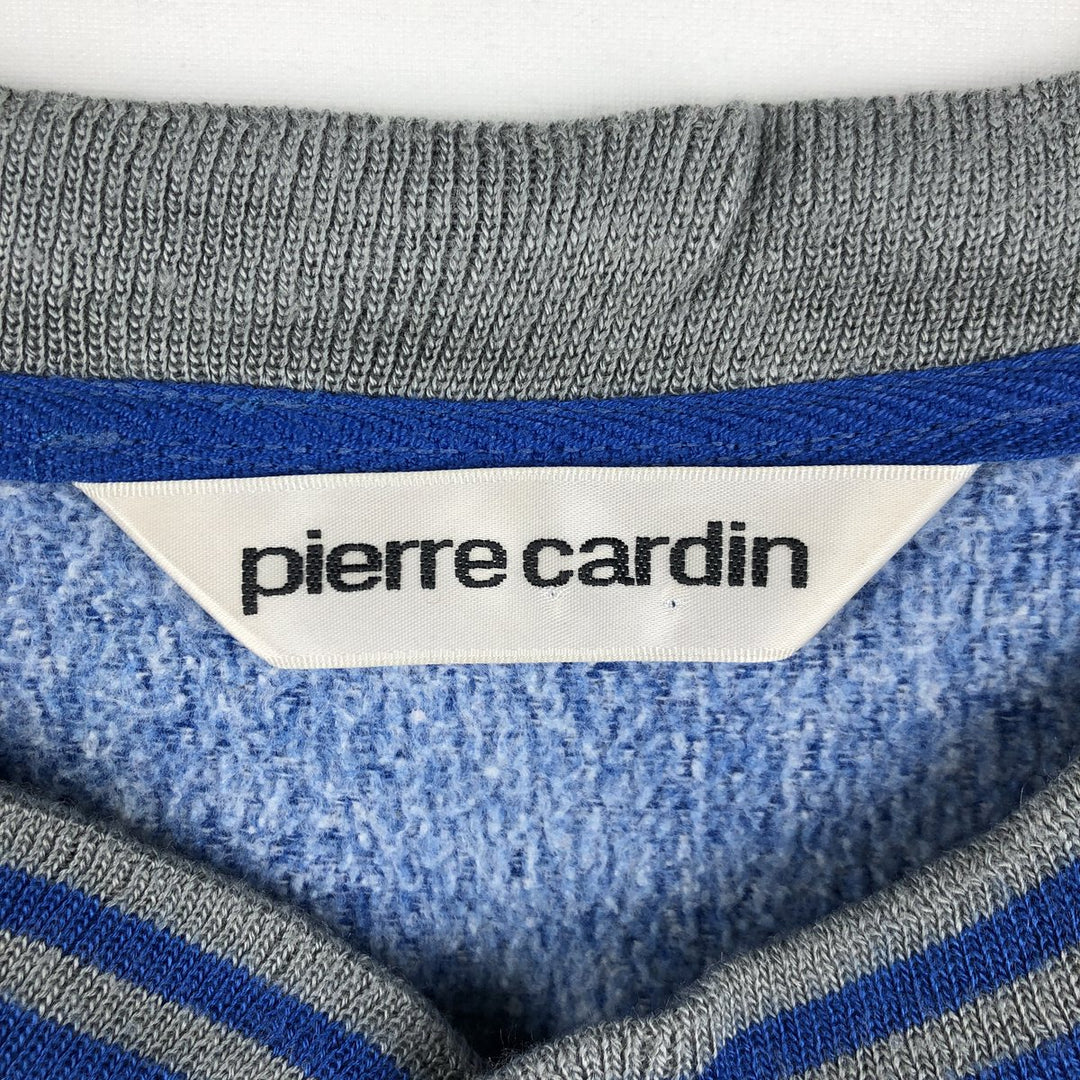 Pierre Cardin striped pattern henley neck sweatshirt, men's size XL. unclear blue type Vintage Second Hand