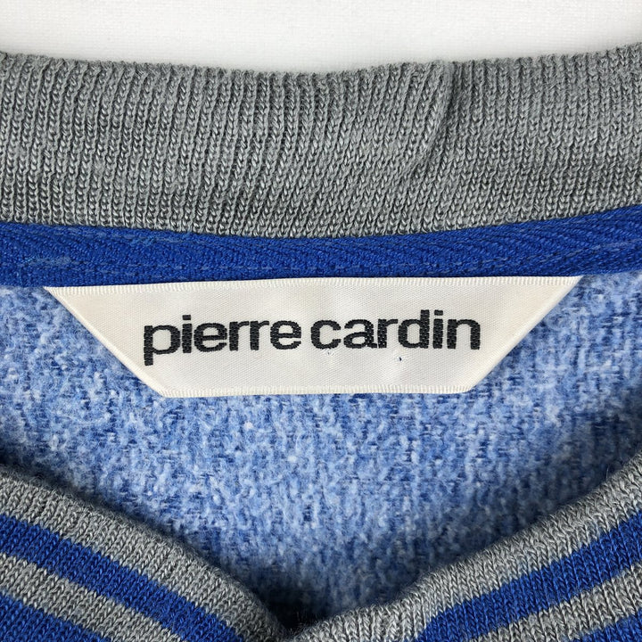 Pierre Cardin striped pattern henley neck sweatshirt, men's size XL. unclear blue type Vintage Second Hand