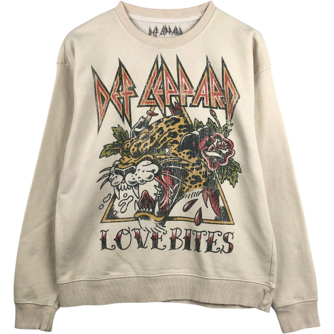DEF LEPPARD band sweatshirt, size M, men's cotton Beige type Vintage Second Hand