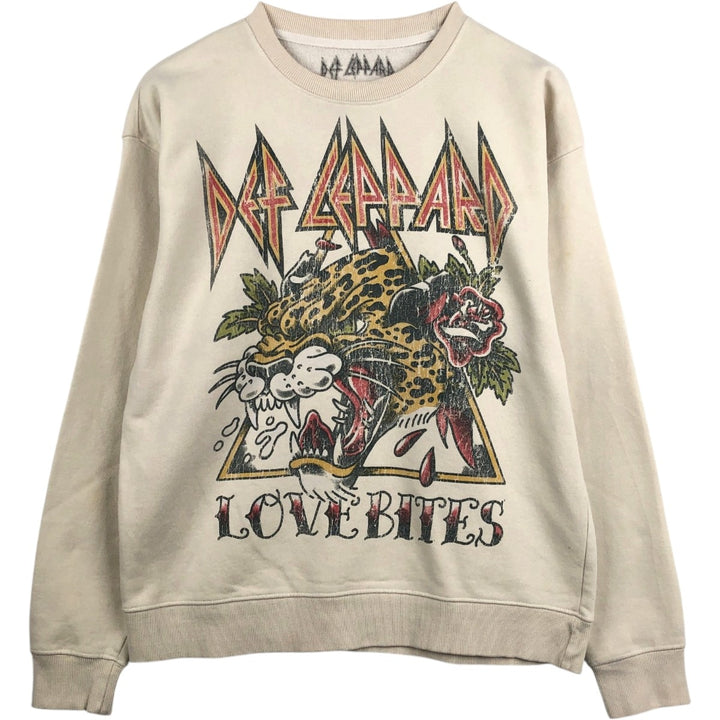 DEF LEPPARD band sweatshirt, size M, men's cotton Beige type Vintage Second Hand