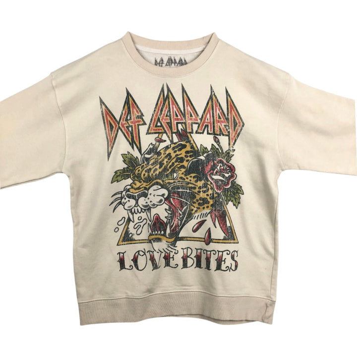 DEF LEPPARD band sweatshirt, size M, men's cotton Beige type Vintage Second Hand