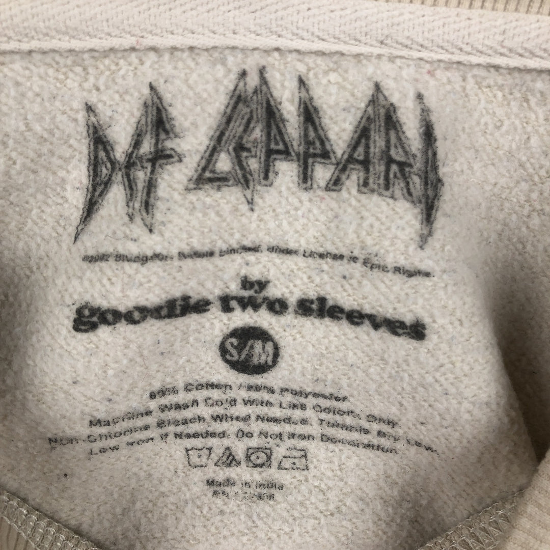 DEF LEPPARD band sweatshirt, size M, men's cotton Beige type Vintage Second Hand