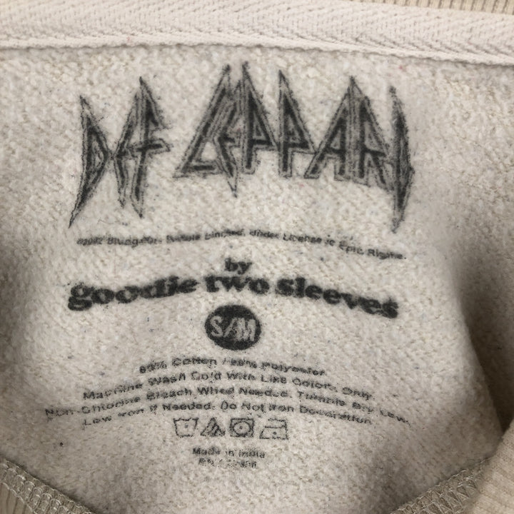 DEF LEPPARD band sweatshirt, size M, men's cotton Beige type Vintage Second Hand