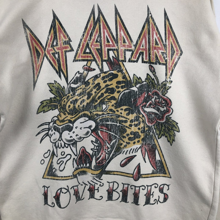 DEF LEPPARD band sweatshirt, size M, men's cotton Beige type Vintage Second Hand