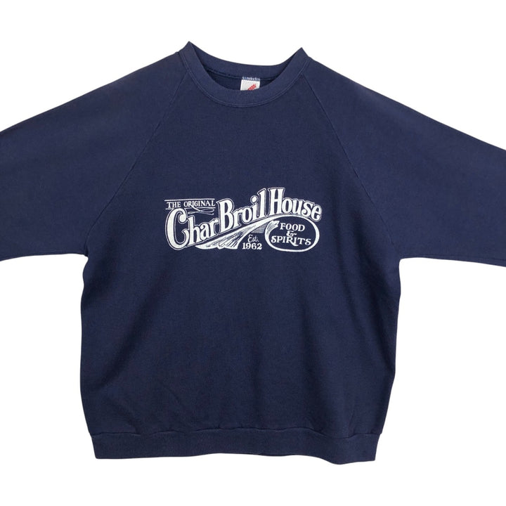 90'S Jerzees Printed Sweatshirt, Made in USA, Men's XL, Vintage unclear navy blue type Vintage Second Hand