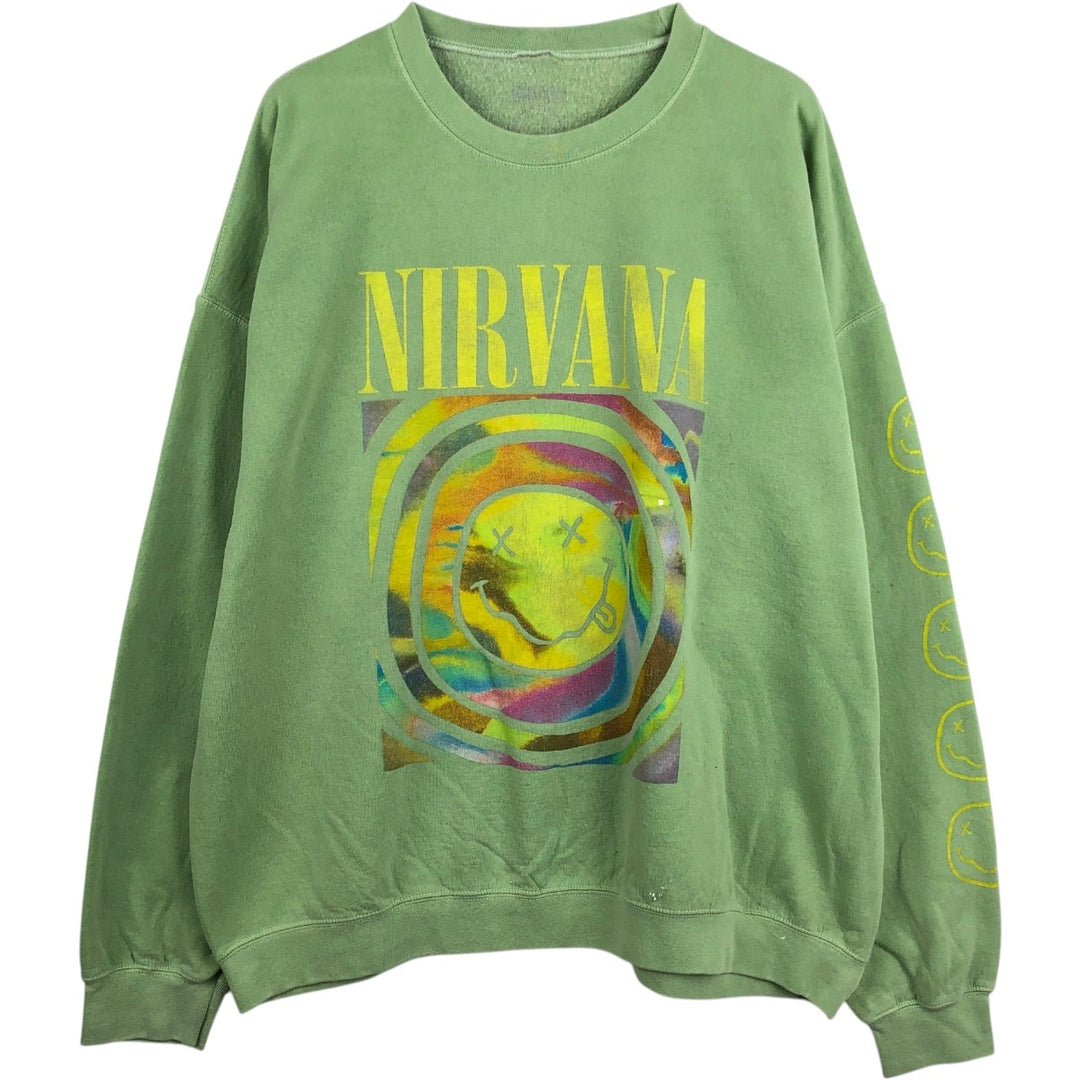 NIRVANA band sweatshirt, men's size XL unclear green type yellow green Vintage Second Hand