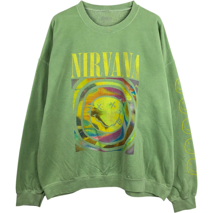 NIRVANA band sweatshirt, men's size XL unclear green type yellow green Vintage Second Hand