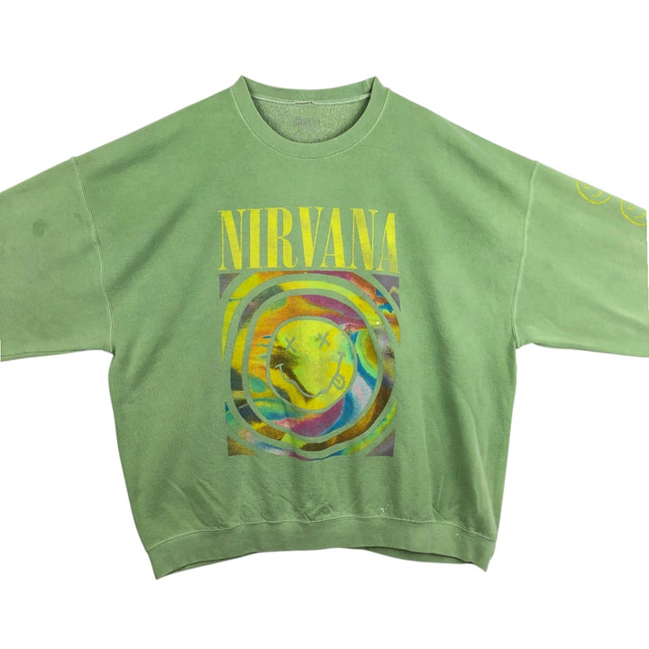 NIRVANA band sweatshirt, men's size XL unclear green type yellow green Vintage Second Hand
