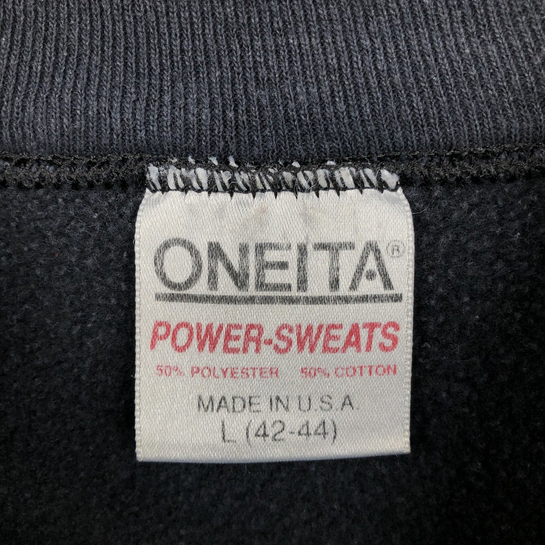 90'S ONEITA POWER-SWEATS Printed Sweatshirt Trainer Made in USA Men's Size L Vintage cotton black type Vintage Second Hand