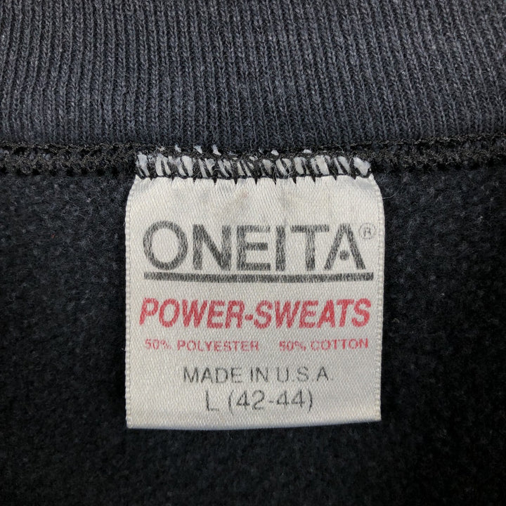 90'S ONEITA POWER-SWEATS Printed Sweatshirt Trainer Made in USA Men's Size L Vintage cotton black type Vintage Second Hand