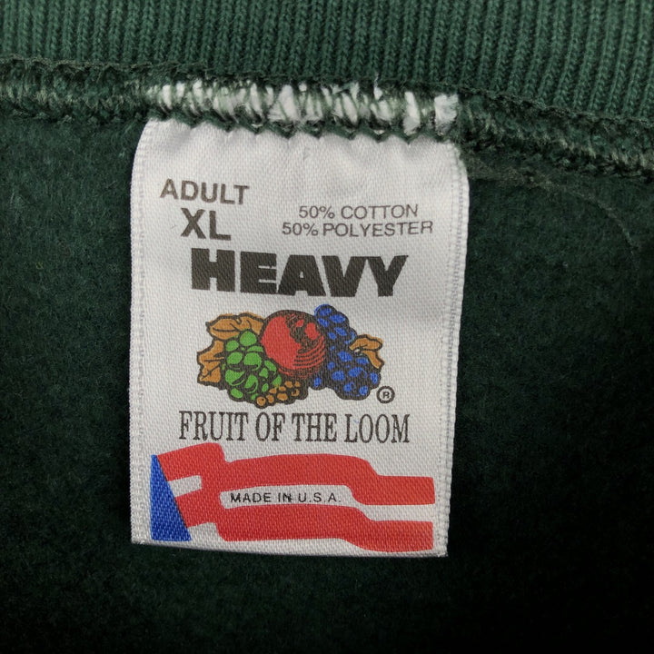 90'S Fruit of the Loom printed sweatshirt, made in the USA, men's XL size, vintage cotton green type Vintage Second Hand