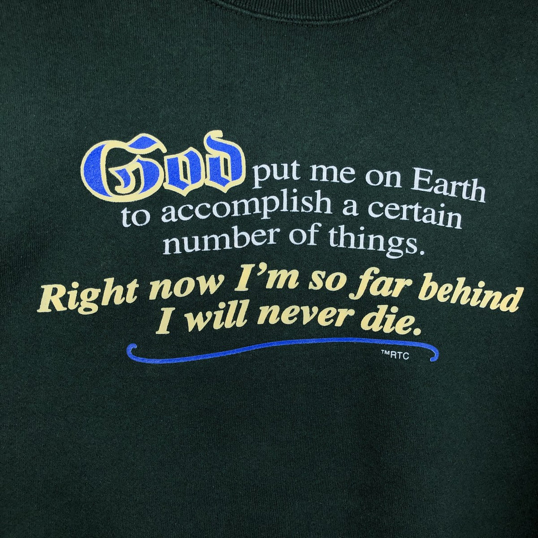 90'S Fruit of the Loom printed sweatshirt, made in the USA, men's XL size, vintage cotton green type Vintage Second Hand