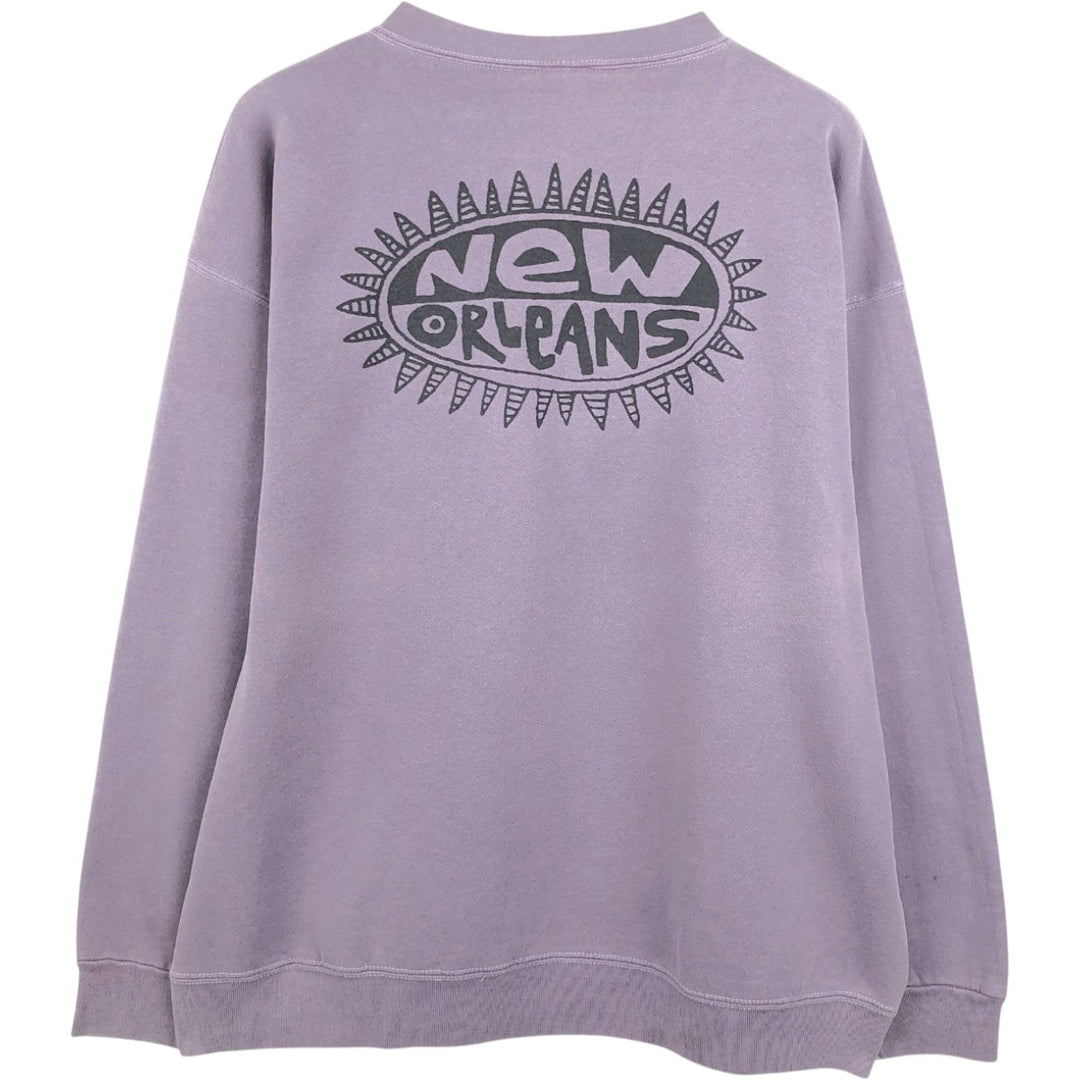 90'S ONEITA POWER-SWEATS Printed Sweatshirt, Made in USA, Men's XXL equivalent, Vintage cotton purple type Vintage Second Hand
