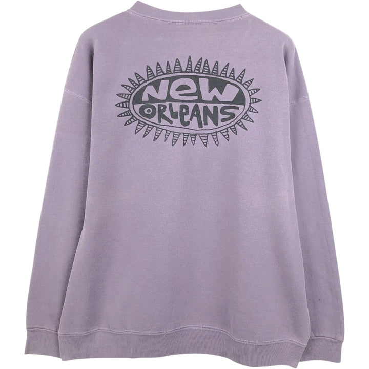 90'S ONEITA POWER-SWEATS Printed Sweatshirt, Made in USA, Men's XXL equivalent, Vintage cotton purple type Vintage Second Hand