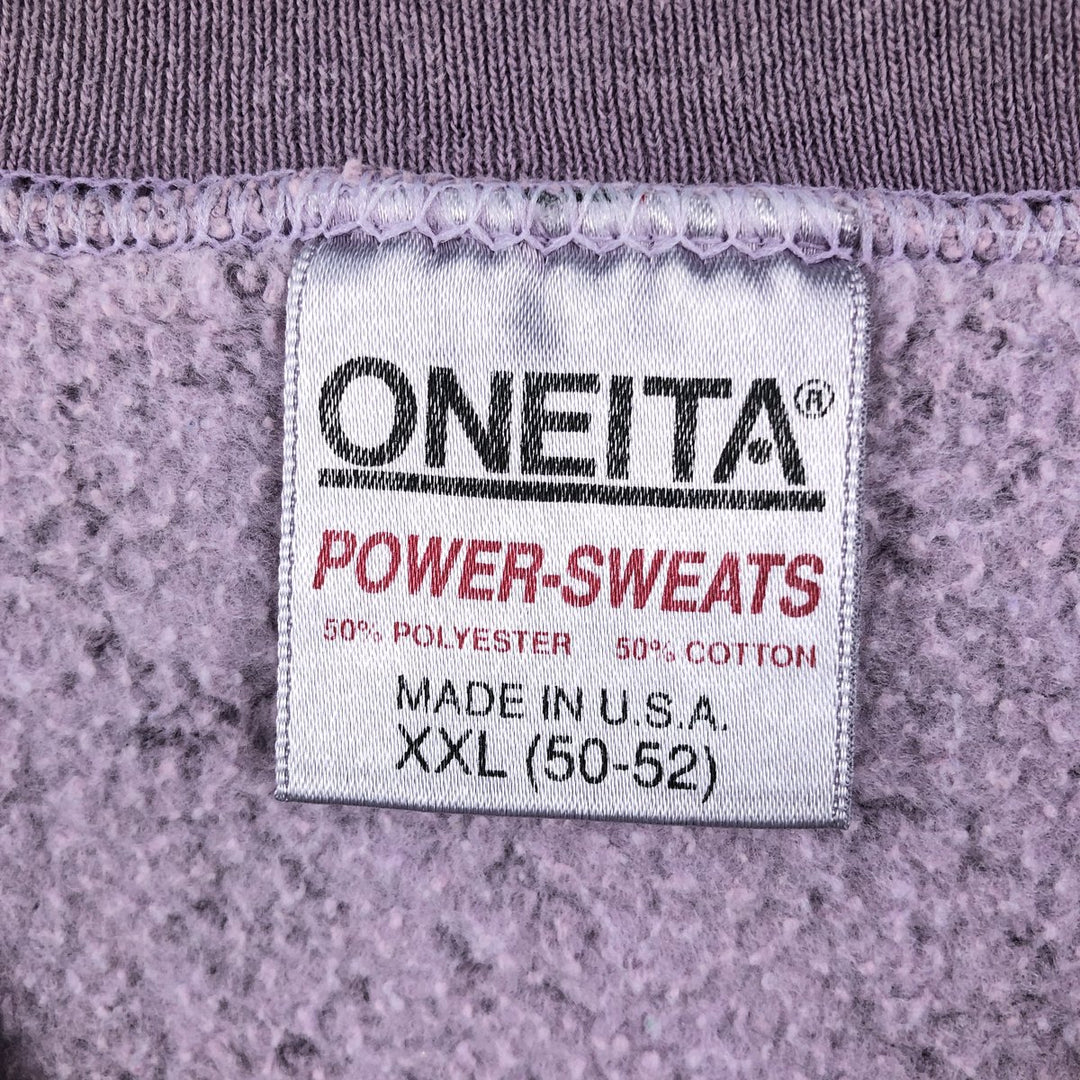 90'S ONEITA POWER-SWEATS Printed Sweatshirt, Made in USA, Men's XXL equivalent, Vintage cotton purple type Vintage Second Hand