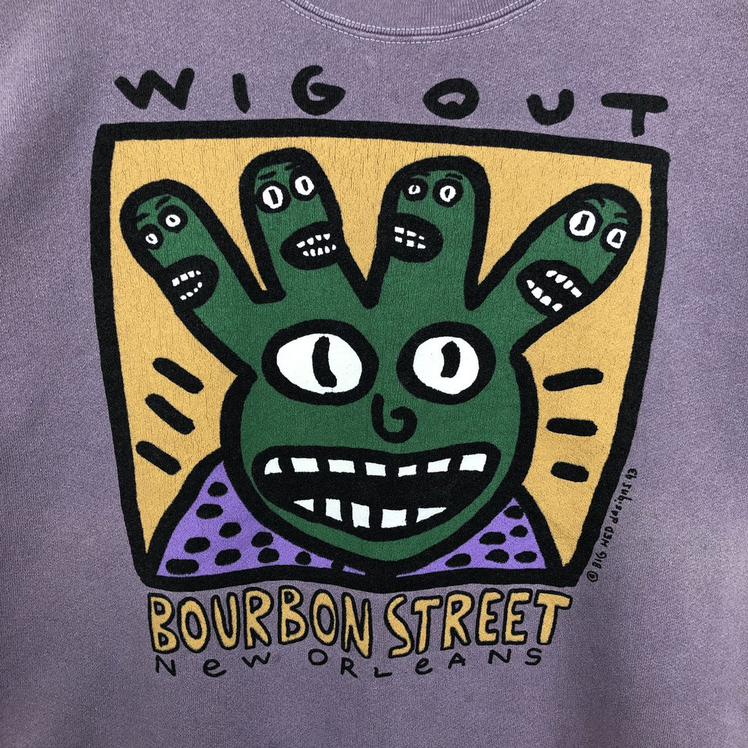 90'S ONEITA POWER-SWEATS Printed Sweatshirt, Made in USA, Men's XXL equivalent, Vintage cotton purple type Vintage Second Hand