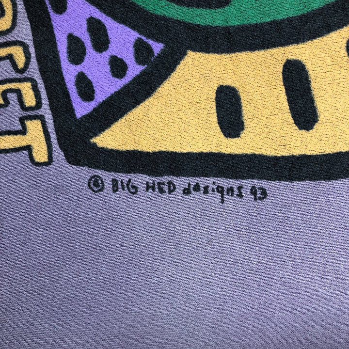 90'S ONEITA POWER-SWEATS Printed Sweatshirt, Made in USA, Men's XXL equivalent, Vintage cotton purple type Vintage Second Hand