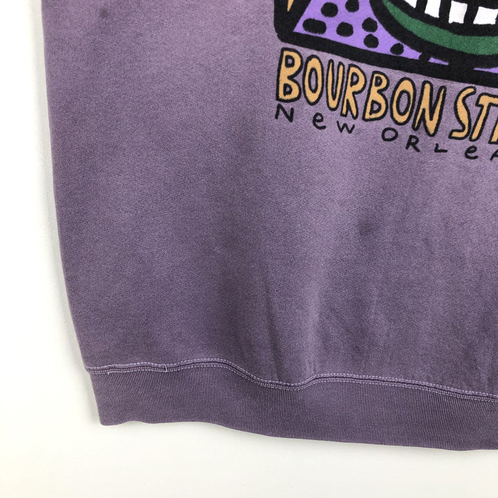 90'S ONEITA POWER-SWEATS Printed Sweatshirt, Made in USA, Men's XXL equivalent, Vintage cotton purple type Vintage Second Hand