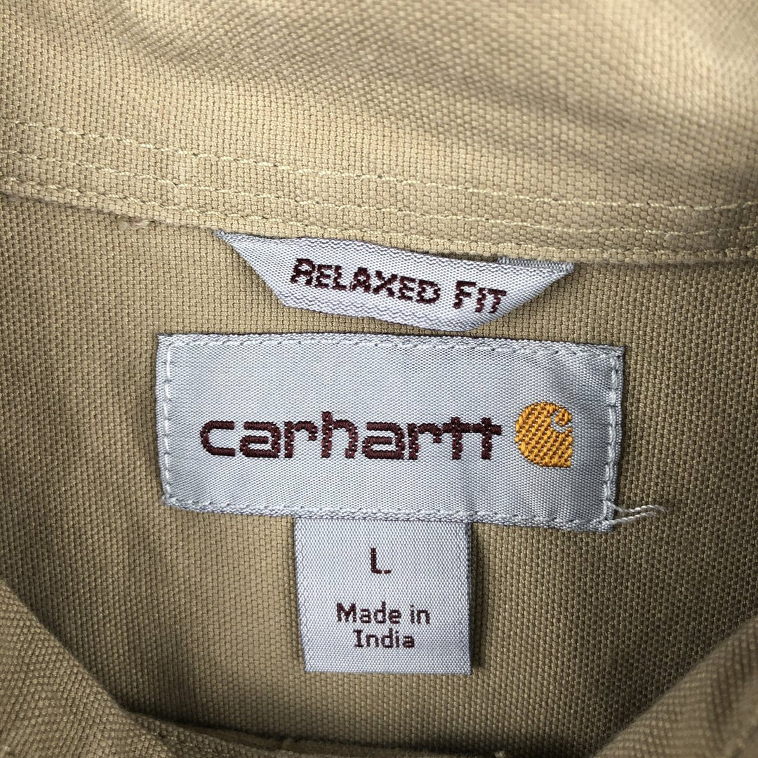 Carhartt Relaxed Fit Long Sleeve Button-Down Work Shirt, Men's Size L unclear beige type brown Vintage Second Hand