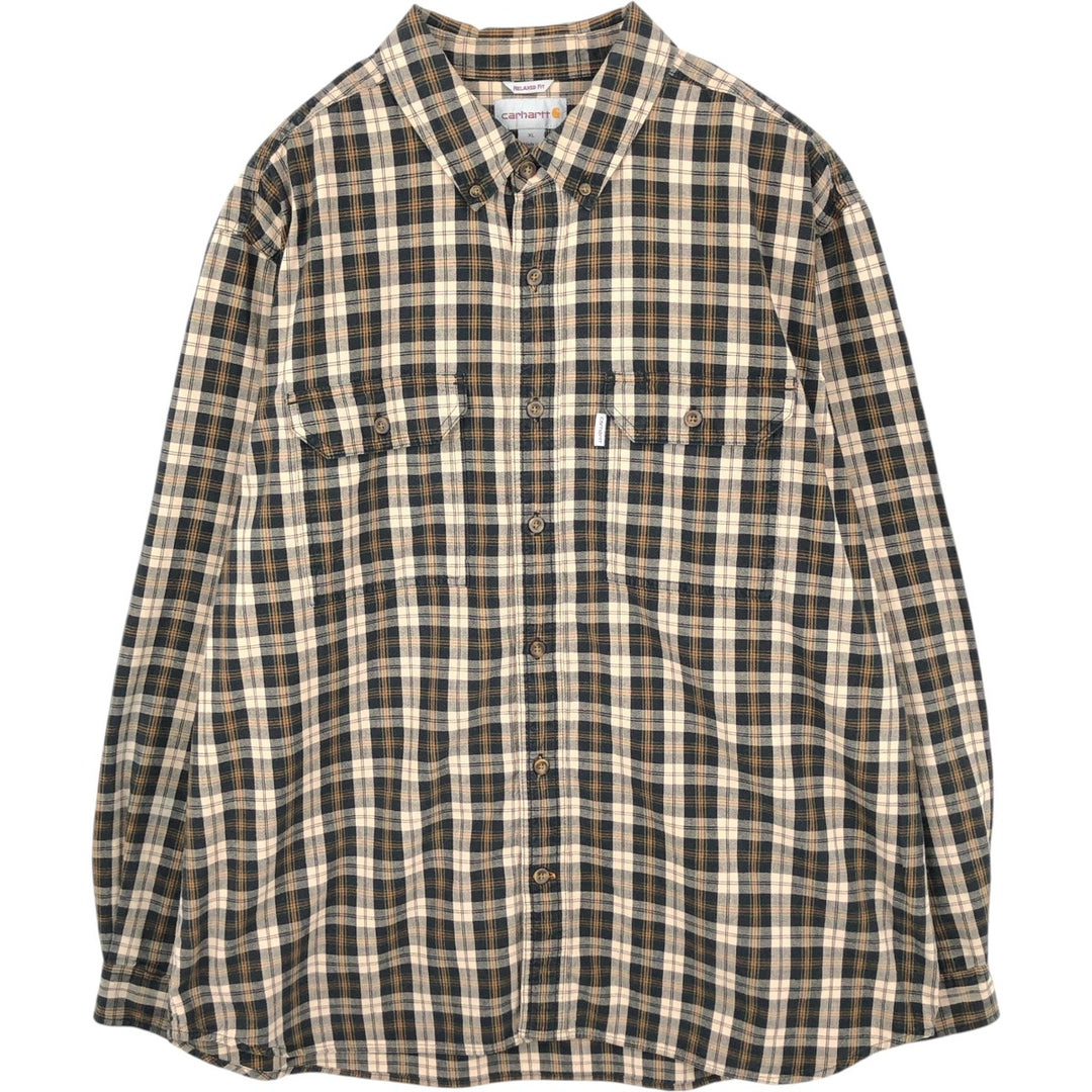 Carhartt Relaxed Fit Long Sleeve Button Down Work Shirt, Men's XL cotton black type Vintage Second Hand