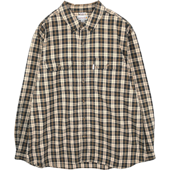 Carhartt Relaxed Fit Long Sleeve Button Down Work Shirt, Men's XL cotton black type Vintage Second Hand