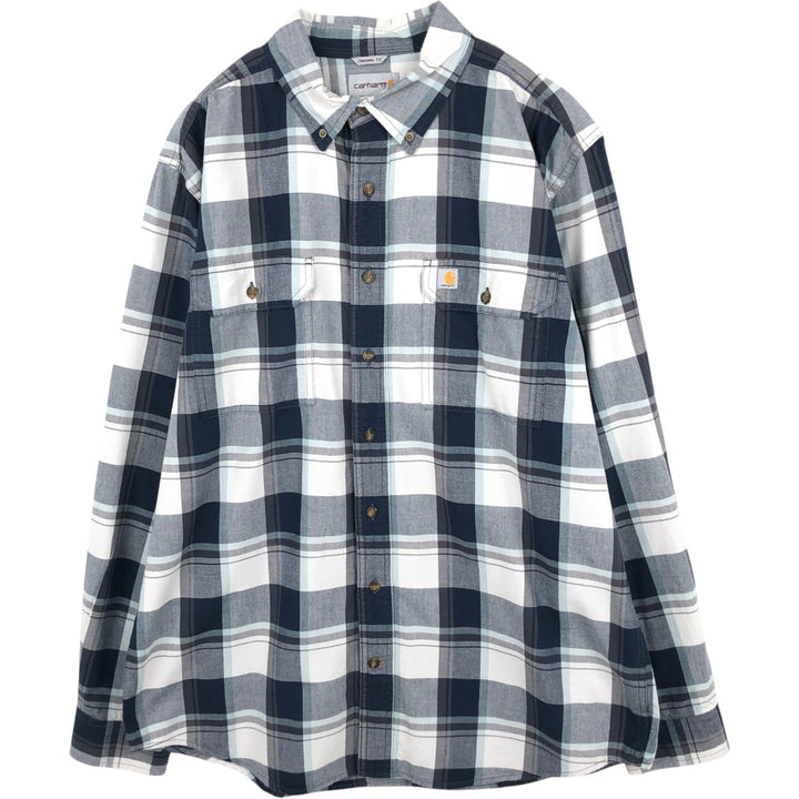 Carhartt ORIGINAL FIT long sleeve button-down work shirt, men's size L cotton white type Vintage Second Hand
